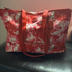 Coach Nylon Get Away Floral Print Large Packable Tote Shoulder Bag